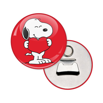 Snoopy takemy heart, Μαγνητάκι και ανοιχτήρι μπύρας στρογγυλό διάστασης 5,9cm