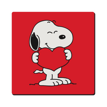 Snoopy takemy heart, Τετράγωνο μαγνητάκι ξύλινο 6x6cm