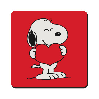 Snoopy takemy heart, Τετράγωνο μαγνητάκι ξύλινο 9x9cm