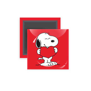 Snoopy takemy heart, Μαγνητάκι ψυγείου τετράγωνο διάστασης 5x5cm