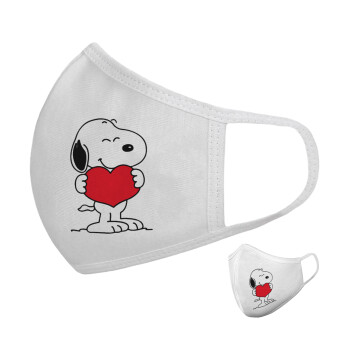 Snoopy takemy heart, Μάσκα υφασμάτινη υψηλής άνεσης παιδική (Δώρο πλαστική θήκη)