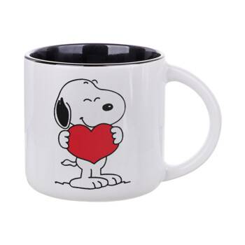 Snoopy takemy heart, Κούπα κεραμική 400ml Λευκή/Μαύρη