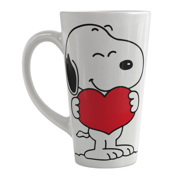 Snoopy takemy heart, Κούπα κωνική Latte Μεγάλη, κεραμική, 450ml