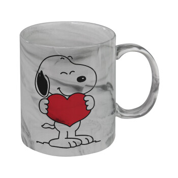 Snoopy takemy heart, Κούπα κεραμική, marble style (μάρμαρο), 330ml