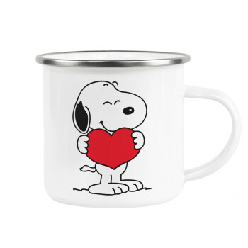 Snoopy takemy heart, Metallic enamel cup white 360ml