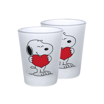 Snoopy takemy heart, Σφηνοπότηρα γυάλινα 45ml του πάγου (2 τεμάχια)