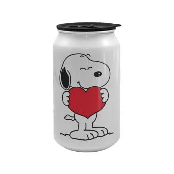 Snoopy takemy heart, Κούπα ταξιδιού μεταλλική με καπάκι (tin-can) 500ml