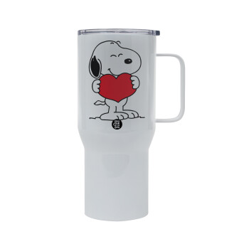 Snoopy takemy heart, Mega Stainless steel Tumbler with lid, double wall 750L