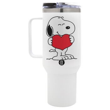 Snoopy takemy heart, Mega Tumbler με καπάκι, διπλού τοιχώματος (θερμό) 1,2L