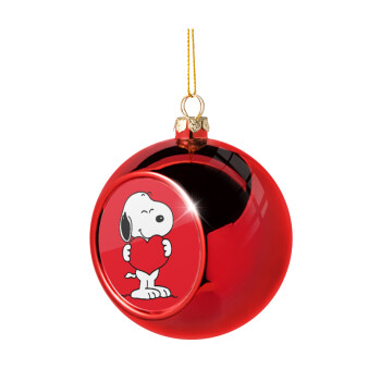 Snoopy takemy heart, Χριστουγεννιάτικη μπάλα δένδρου Κόκκινη 8cm