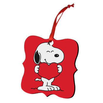 Snoopy takemy heart, Christmas ornament polygon wooden 7.5cm