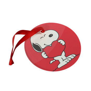 Snoopy takemy heart, Στολίδι Χριστουγεννιάτικο στολίδι γυάλινο 9cm