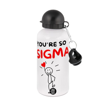 Sigma Valentine's Day , Metal water bottle, White, aluminum 500ml