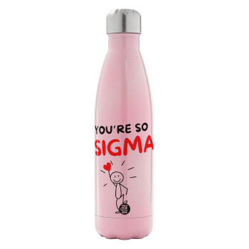 Sigma Valentine's Day , Metal mug thermos Pink Iridiscent (Stainless steel), double wall, 500ml