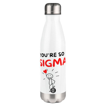 Sigma Valentine's Day , Metal mug thermos White (Stainless steel), double wall, 500ml