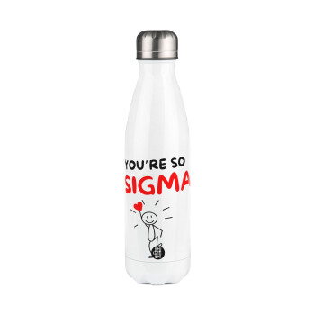 Sigma Valentine's Day , Metal mug thermos White (Stainless steel), double wall, 500ml