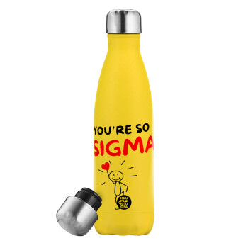 Sigma Valentine's Day , Yellow Stainless Steel Metallic Thermos, double-walled, 500ml