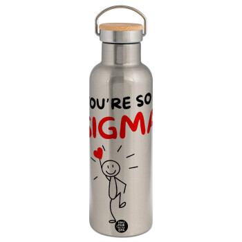 Sigma Valentine's Day , Stainless steel Silver with wooden lid (bamboo), double wall, 750ml