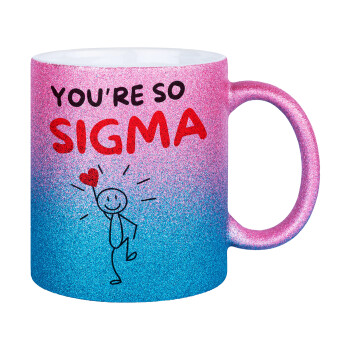 Sigma Valentine's Day , Κούπα Χρυσή/Μπλε Glitter, κεραμική, 330ml