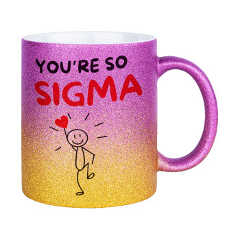 Sigma Valentine's Day , Κούπα Χρυσή/Ροζ Glitter, κεραμική, 330ml