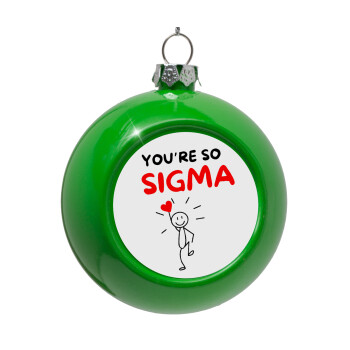 Sigma Valentine's Day , Green Christmas tree ornament bauble 8cm