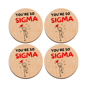 Sigma Valentine's Day , ΣΕΤ x4 Σουβέρ ξύλινα στρογγυλά plywood (9cm)