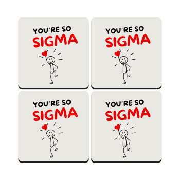 Sigma Valentine's Day , ΣΕΤ 4 Σουβέρ ξύλινα τετράγωνα (9cm)