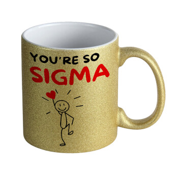 Sigma Valentine's Day , Κούπα Χρυσή Glitter που γυαλίζει, κεραμική, 330ml