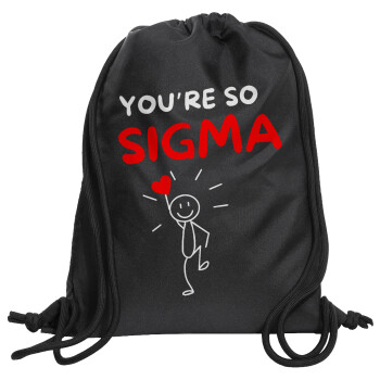 Sigma Valentine's Day , Backpack pouch GYMBAG Black, with pocket (40x48cm) & thick cords