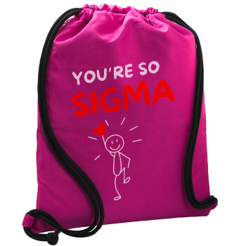 Sigma Valentine's Day , Backpack pouch GYMBAG Fuchsia, with pocket (40x48cm) & thick cords