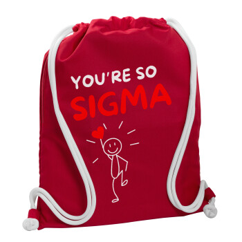 Sigma Valentine's Day , Backpack pouch GYMBAG Red, with pocket (40x48cm) & thick cords