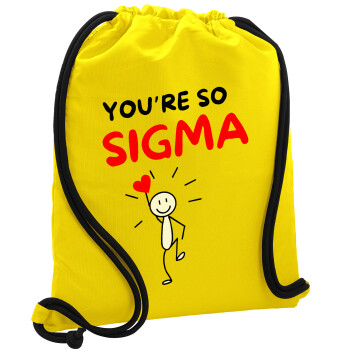 Sigma Valentine's Day , Backpack pouch GYMBAG Yellow, with pocket (40x48cm) & thick cords