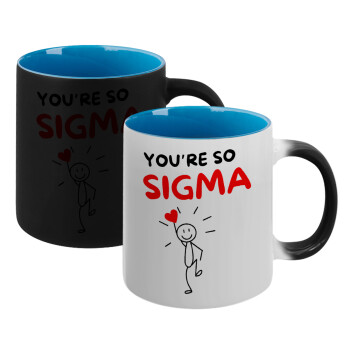 Sigma Valentine's Day , Κούπα Μαγική εσωτερικό μπλε, κεραμική 330ml που αλλάζει χρώμα με το ζεστό ρόφημα