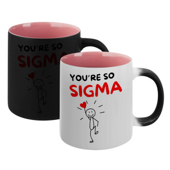 Sigma Valentine's Day , Κούπα Μαγική εσωτερικό ΡΟΖ, κεραμική 330ml που αλλάζει χρώμα με το ζεστό ρόφημα