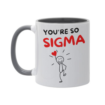 Sigma Valentine's Day , Κούπα χρωματιστή γκρι, κεραμική, 330ml