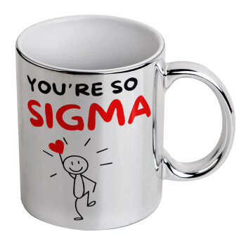 Sigma Valentine's Day , Κούπα κεραμική, ασημένια καθρέπτης, 330ml