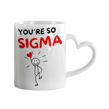 Sigma Valentine's Day , Κούπα καρδιά χερούλι λευκή, κεραμική, 330ml