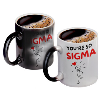 Sigma Valentine's Day , Color changing magic Mug, ceramic, 330ml when adding hot liquid inside, the black colour desappears (1 pcs)