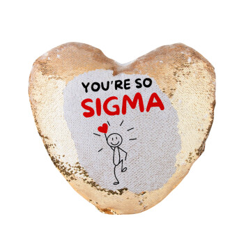 Sigma Valentine's Day , Μαξιλάρι καναπέ καρδιά Μαγικό Χρυσό με πούλιες 40x40cm περιέχεται το  γέμισμα