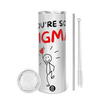 Sigma Valentine's Day , Tumbler stainless steel 600ml, with metal straw & cleaning brush