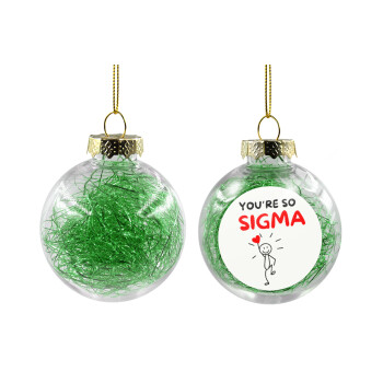 Sigma Valentine's Day , Transparent Christmas tree ball ornament with green filling 8cm