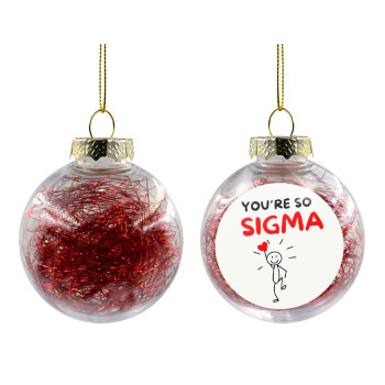 Sigma Valentine's Day , Transparent Christmas tree ball ornament with red filling 8cm