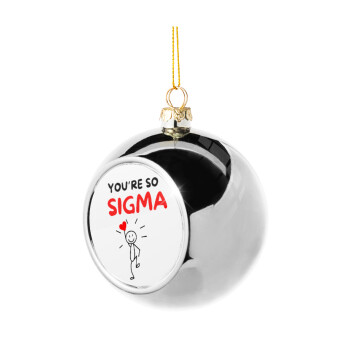 Sigma Valentine's Day , Silver 8cm Christmas tree ball ornament