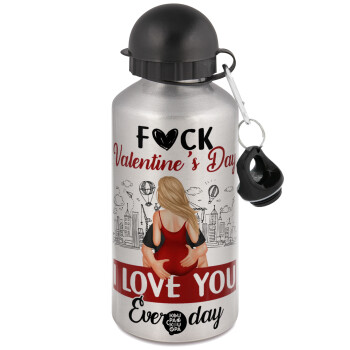 I love You Everyday , Metallic water jug, Silver, aluminum 500ml