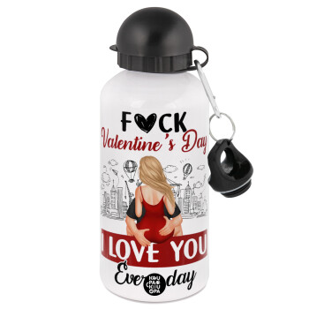 I love You Everyday , Metal water bottle, White, aluminum 500ml