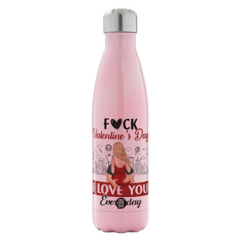 I love You Everyday , Metal mug thermos Pink Iridiscent (Stainless steel), double wall, 500ml