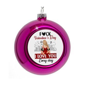 I love You Everyday , Purple Christmas tree ornament bauble 8cm