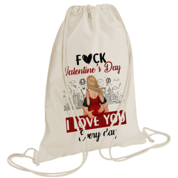 I love You Everyday , Backpack bag GYMBAG natural (28x40cm)