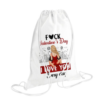 I love You Everyday , Backpack pouch GYMBAG white (28x40cm)