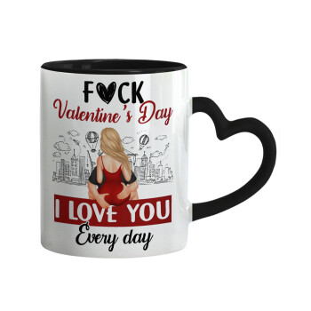 I love You Everyday , Mug heart black handle, ceramic, 330ml